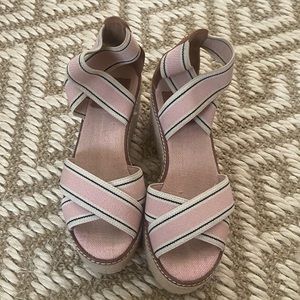 Tory Burch Frieda Espadrille Platform Sandal In Blush/ Tan